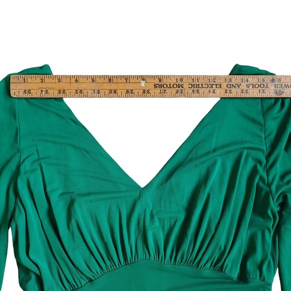 Alexander McQueen Green Peplum Ruched Stretch Dress Viscose Italy sz 48 (14 US) - Picture 15 of 16